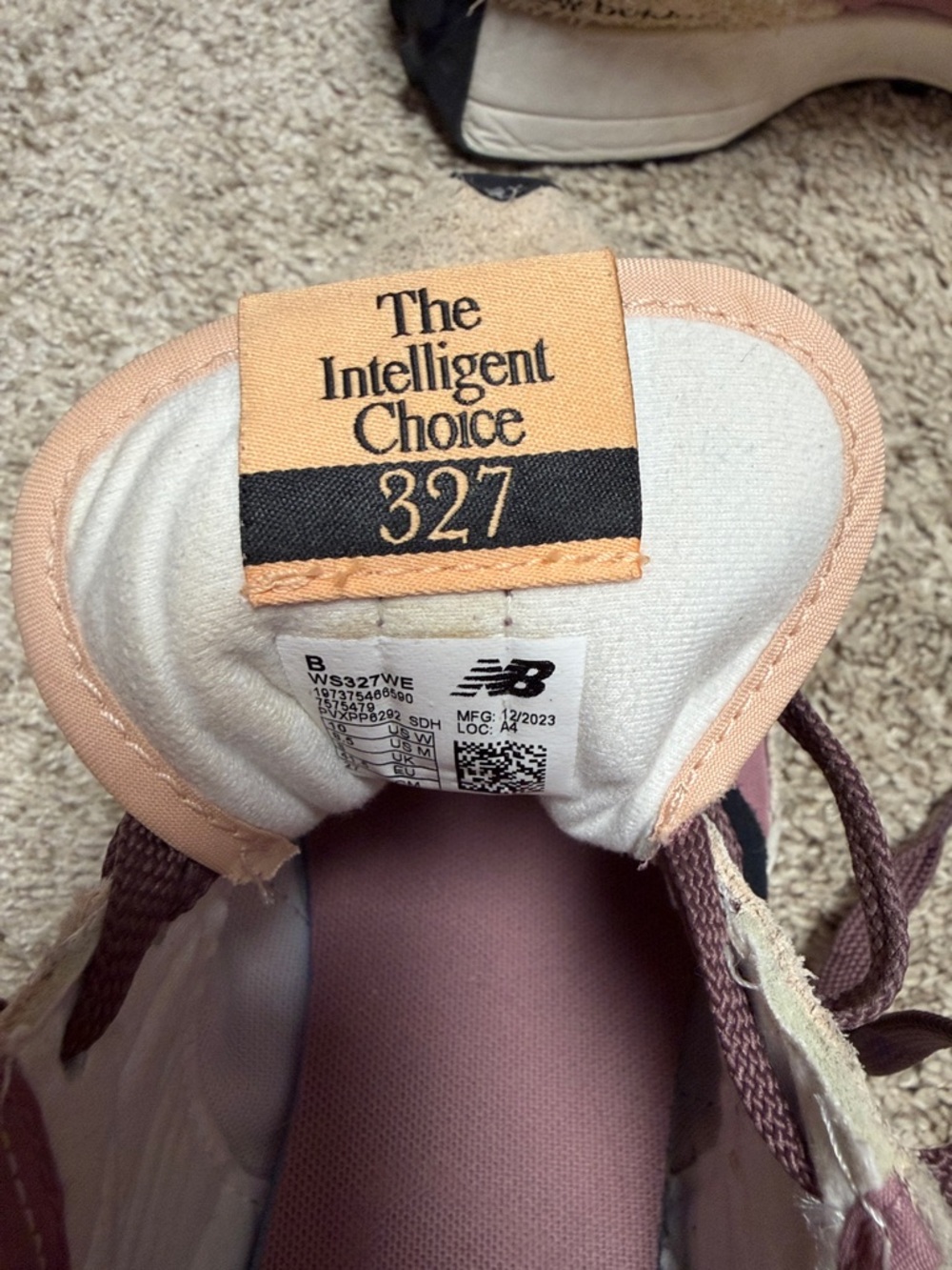 New Balance 327 Women’s Pink Suede & Mesh Sneakers - Picture 9 of 11